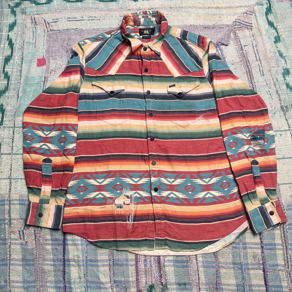RRL Ralph Lauren Jacquard Southwestern Button Up Shirt Multicolor XXL